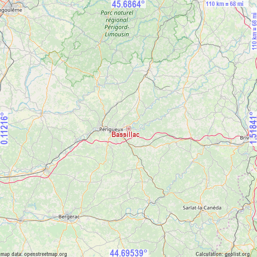 Bassillac on map