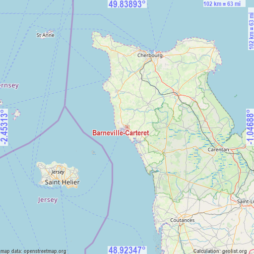 Barneville-Carteret on map