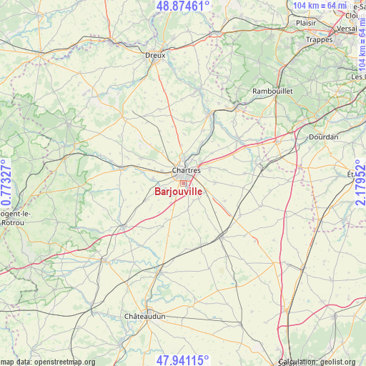 Barjouville on map