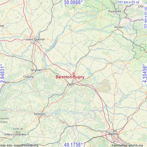 Barenton-Bugny on map