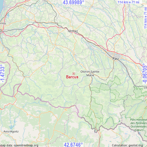 Barcus on map