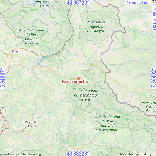 Barcelonnette on map
