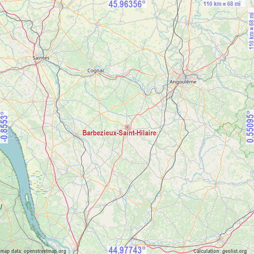 Barbezieux-Saint-Hilaire on map