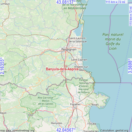 Banyuls-dels-Aspres on map
