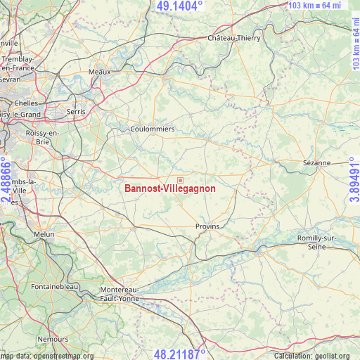 Bannost-Villegagnon on map