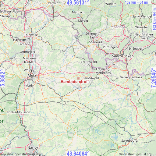 Bambiderstroff on map