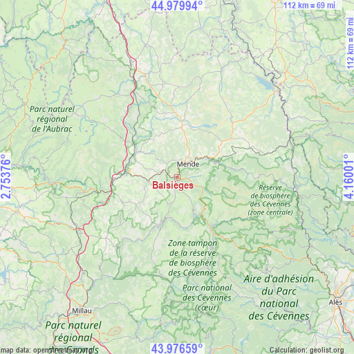 Balsièges on map
