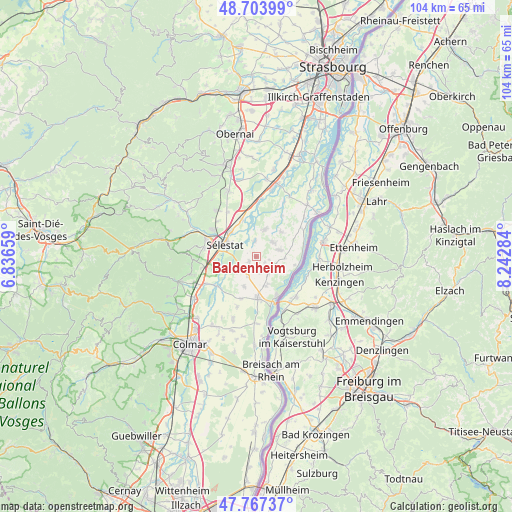 Baldenheim on map