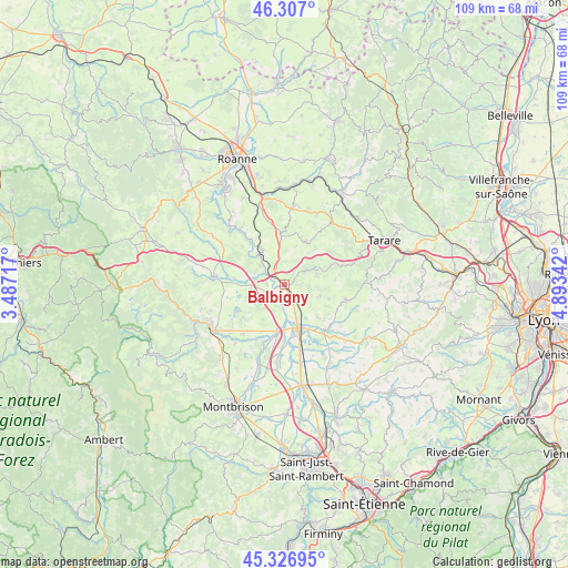 Balbigny on map