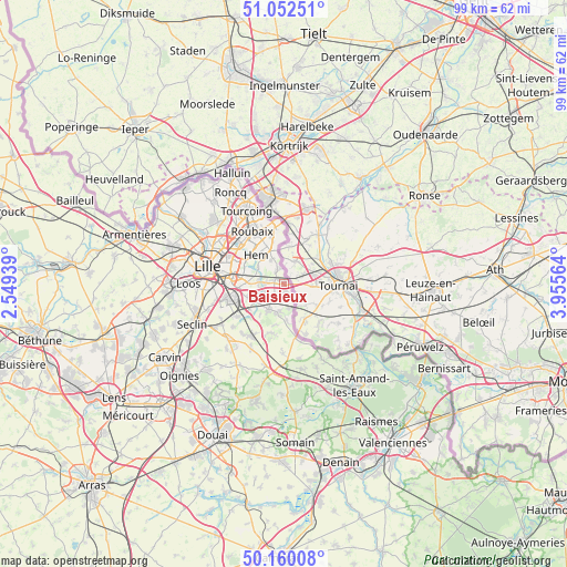 Baisieux on map