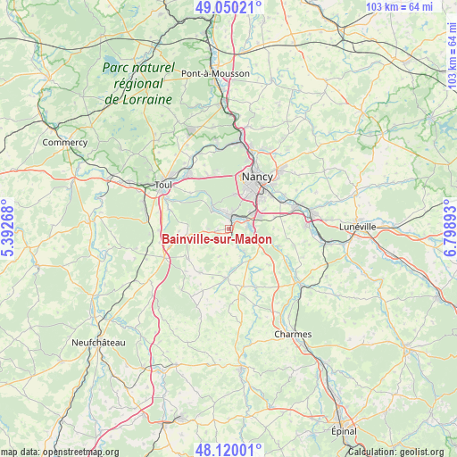 Bainville-sur-Madon on map