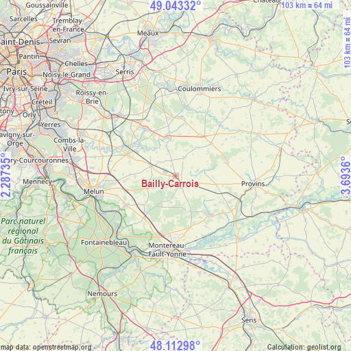 Bailly-Carrois on map