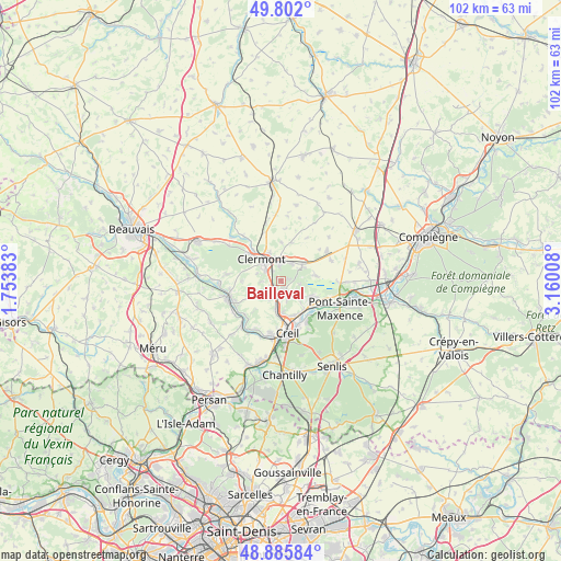 Bailleval on map