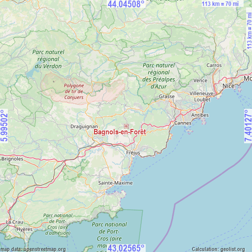 Bagnols-en-Forêt on map