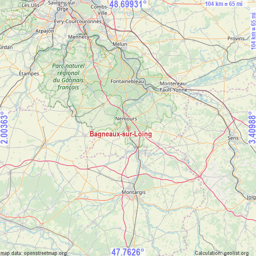 Bagneaux-sur-Loing on map