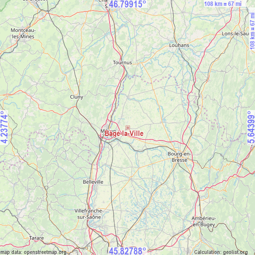 Bâgé-la-Ville on map