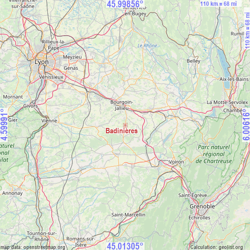 Badinières on map