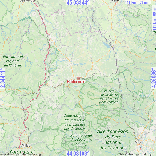 Badaroux on map