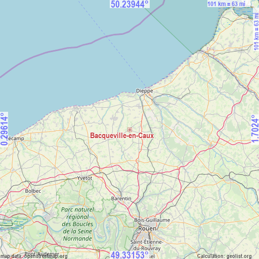 Bacqueville-en-Caux on map