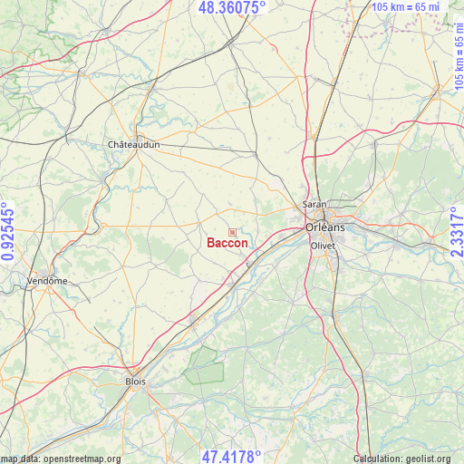 Baccon on map