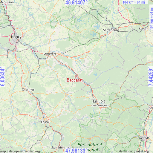 Baccarat on map