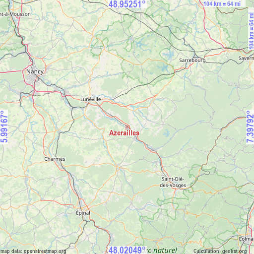 Azerailles on map