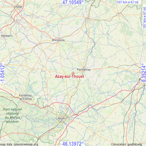 Azay-sur-Thouet on map