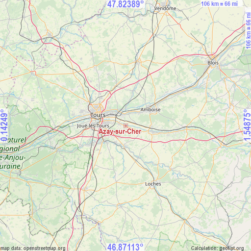Azay-sur-Cher on map