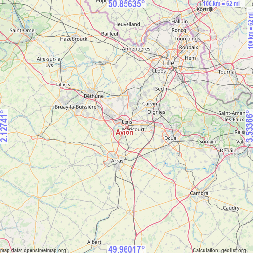 Avion on map