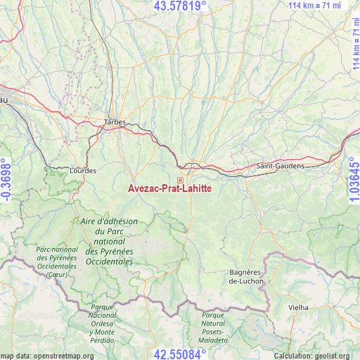 Avezac-Prat-Lahitte on map