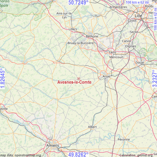 Avesnes-le-Comte on map