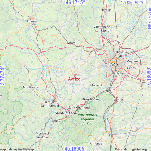 Aveize on map