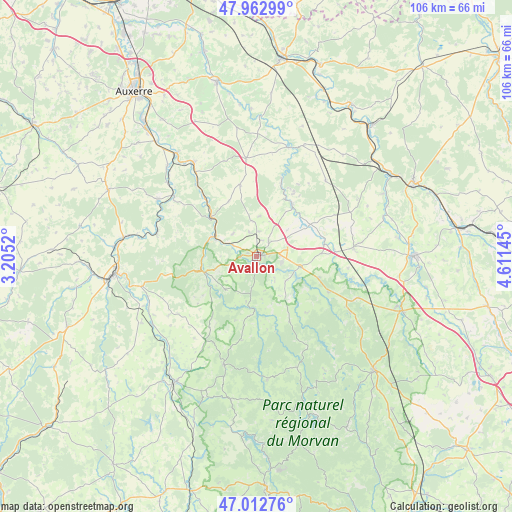 Avallon on map