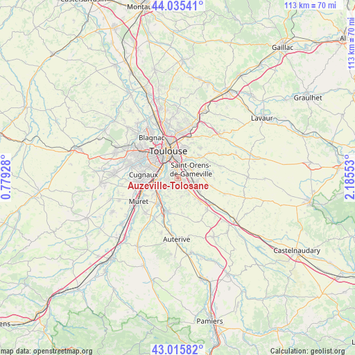 Auzeville-Tolosane on map