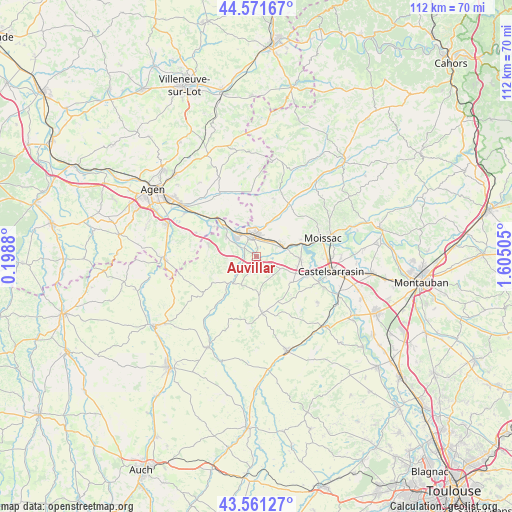 Auvillar on map