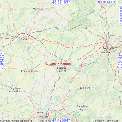 Auvers-le-Hamon on map