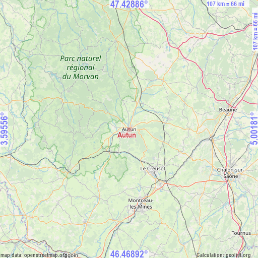 Autun on map