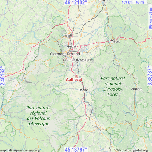 Authezat on map