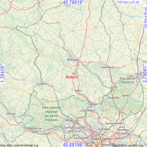 Auteuil on map