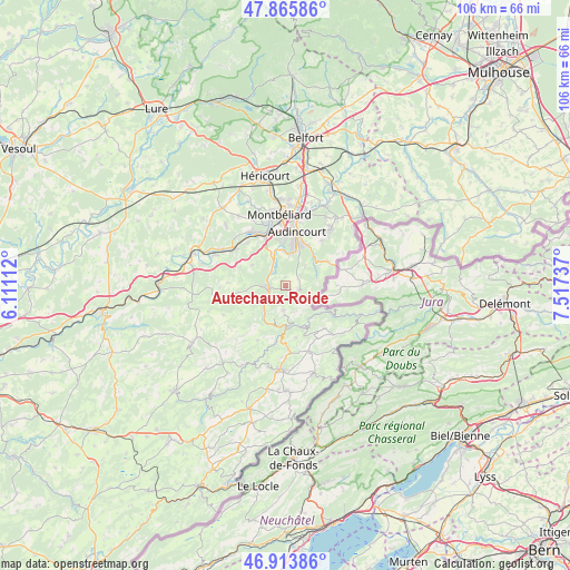 Autechaux-Roide on map