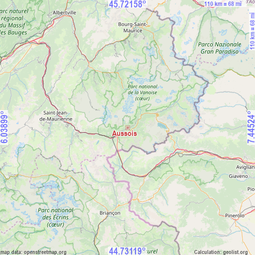 Aussois on map