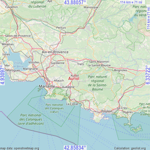 Auriol on map