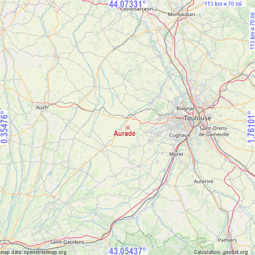 Auradé on map