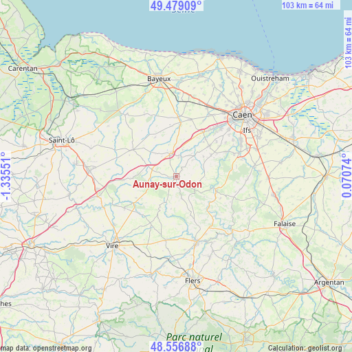 Aunay-sur-Odon on map