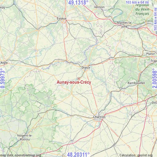 Aunay-sous-Crécy on map