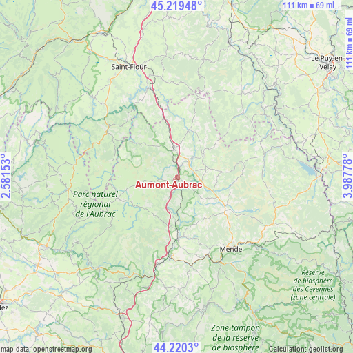 Aumont-Aubrac on map