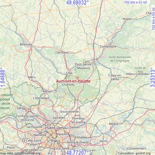 Aumont-en-Halatte on map