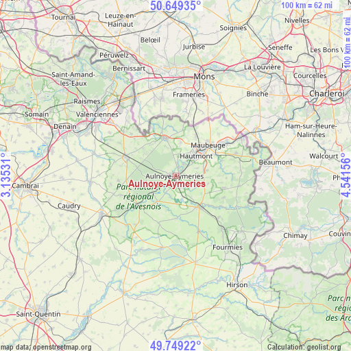 Aulnoye-Aymeries on map