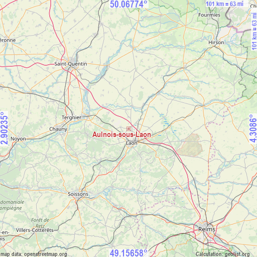 Aulnois-sous-Laon on map