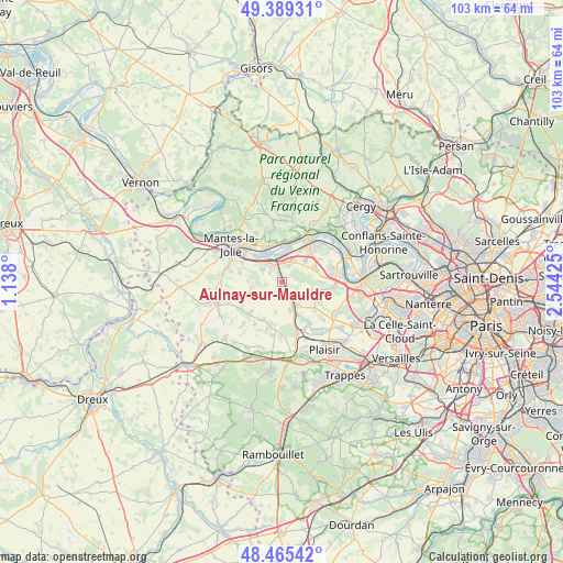 Aulnay-sur-Mauldre on map